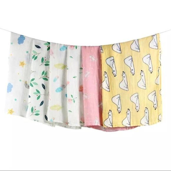 3 New Muslin bamboo cotton baby bandana bib green leaves 3/$18 - Picture 2 of 11